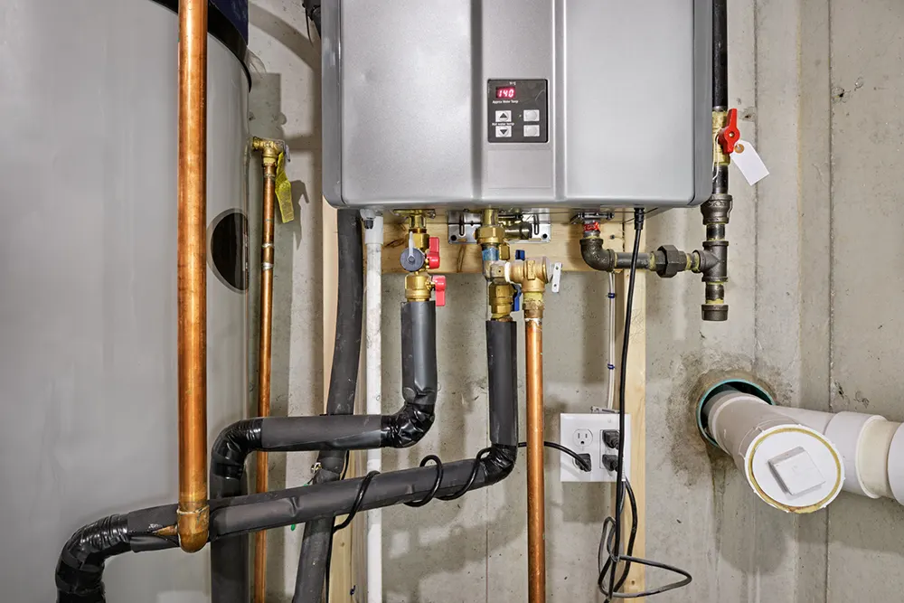 image of a tankless water heater system